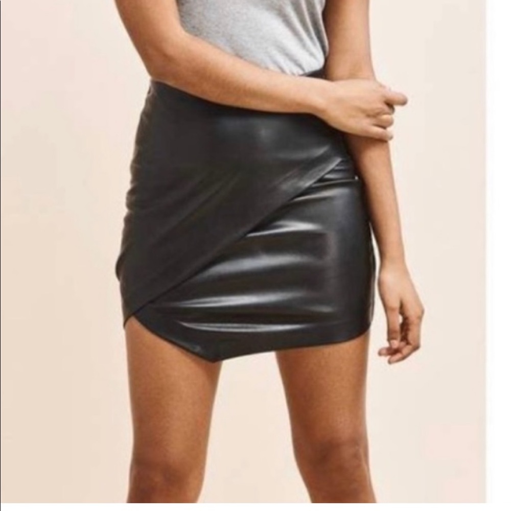 Dynamite asymmetrical faux leather miniskirt - black ruching